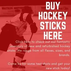 Advertisement for hockey sticks in Bon Accord Alberta.